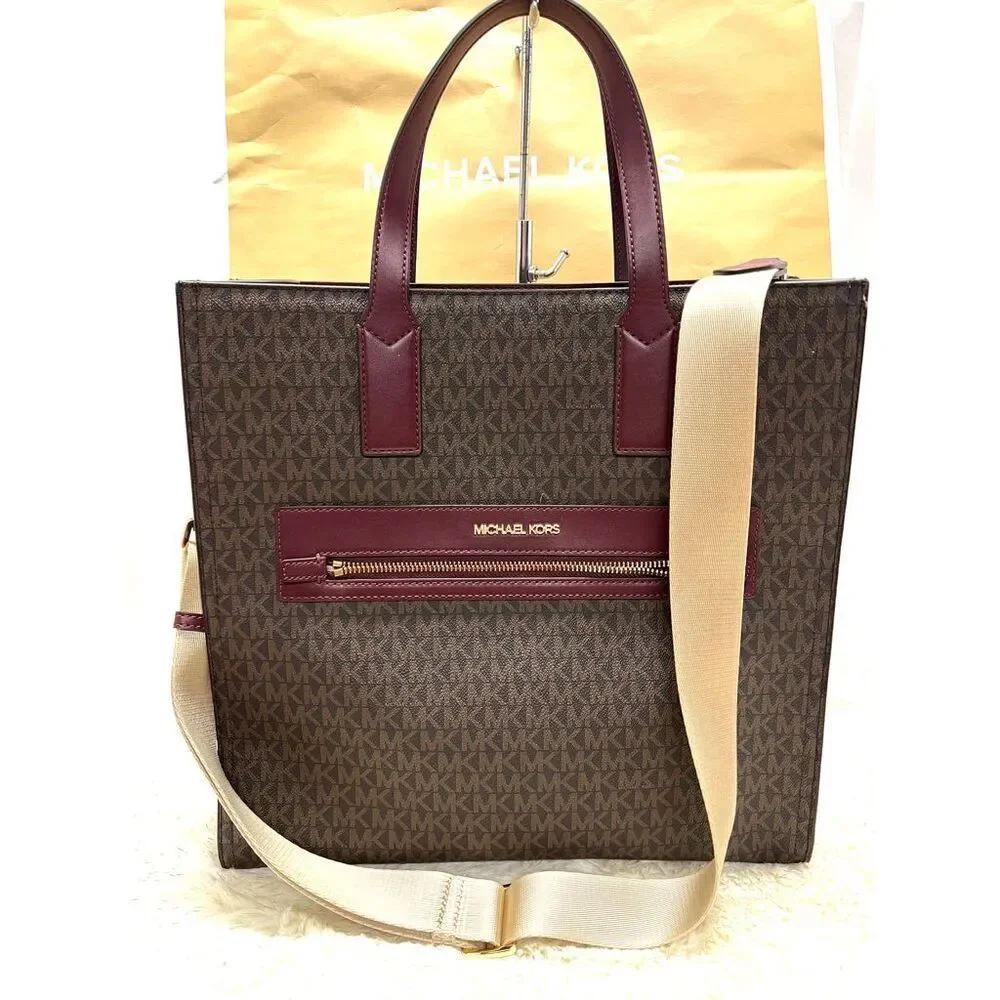 🔥🎁NWT Michael Kors KENLY Large Travel Tote Handbag Merlot Msrp: $498.00